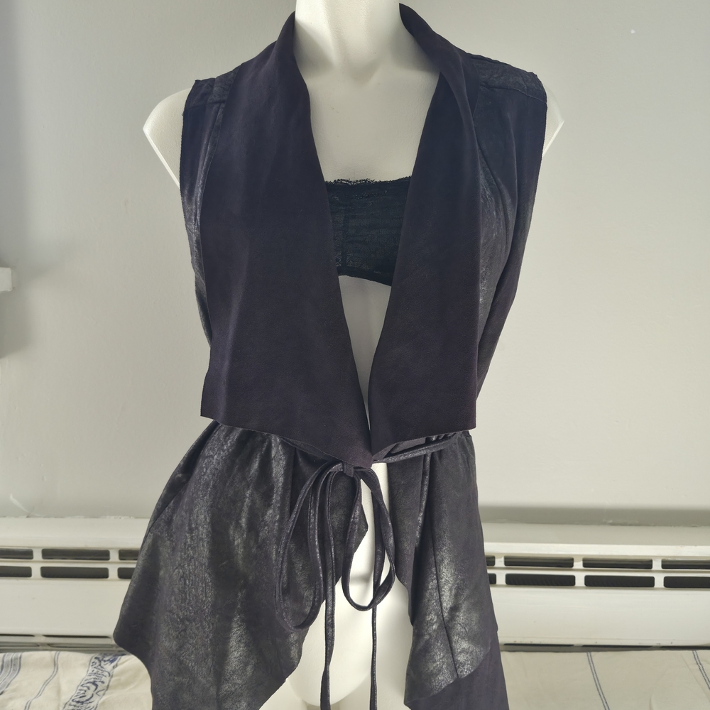 Vintage Sleeveless Open Front Tie-Waist Vest